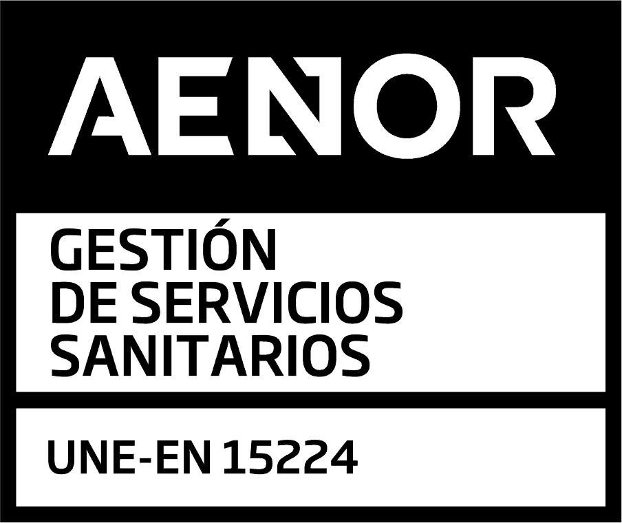 Sello AENOR gest serv sant UNE EN15224 POS